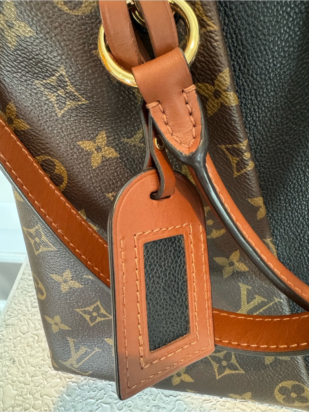 Louis Vuitton Brown Monogram with Black V-Panel Shoulder Bag - Picture 8 of 14